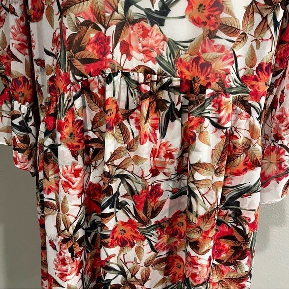 Gianni Bini Chiffon V Neck Shift Dress Wava Poppy Floral Print - Picture 7 of 14